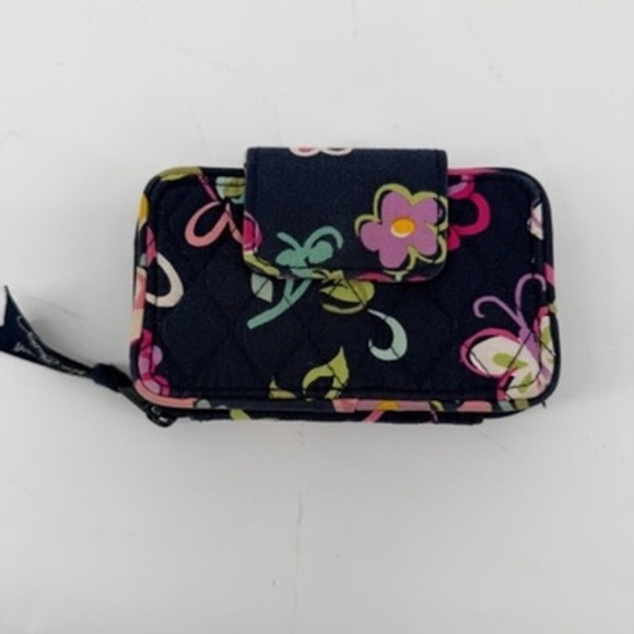 Vera Bradley Quilted Floral Butterfly Zip Around Wristlet Wallet - Picture 1 of 8